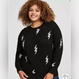 Torrid Black and White Lightning Bolt Sweater